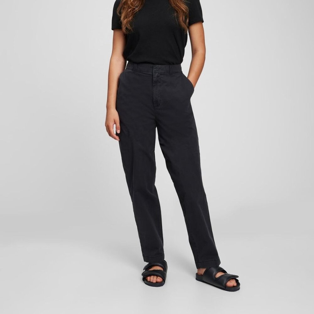 NWT GAP Sz 14 Black Mid Rise Straight Up Khakis 90's Straight Fit